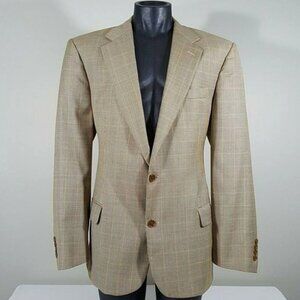 Brooks Brothers Worsted Wool Houndstooth Plaid Suit Sport Coat Jacket Blazer 44